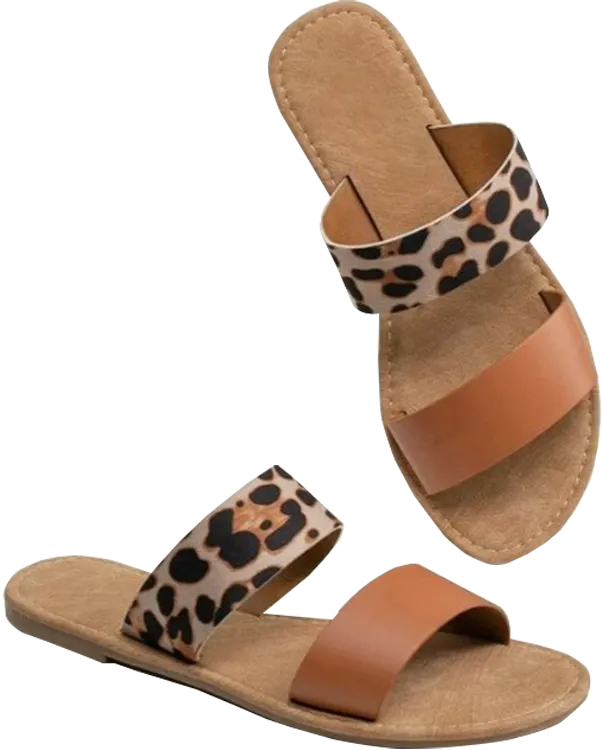 Two Band Leopard Sandals