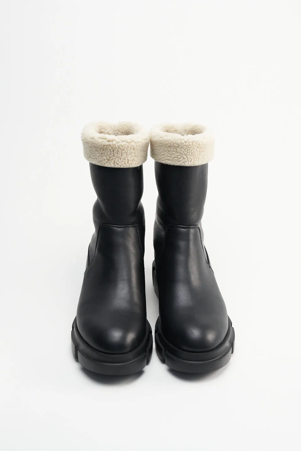 Vegan Teddy Nappa Black Ankle Boots