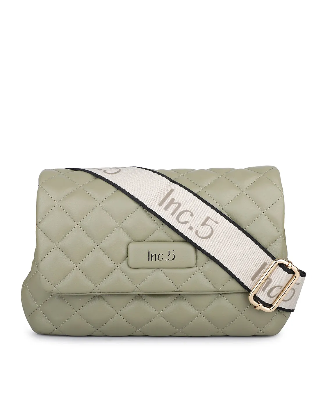 Women Green Quilted Sling Bag