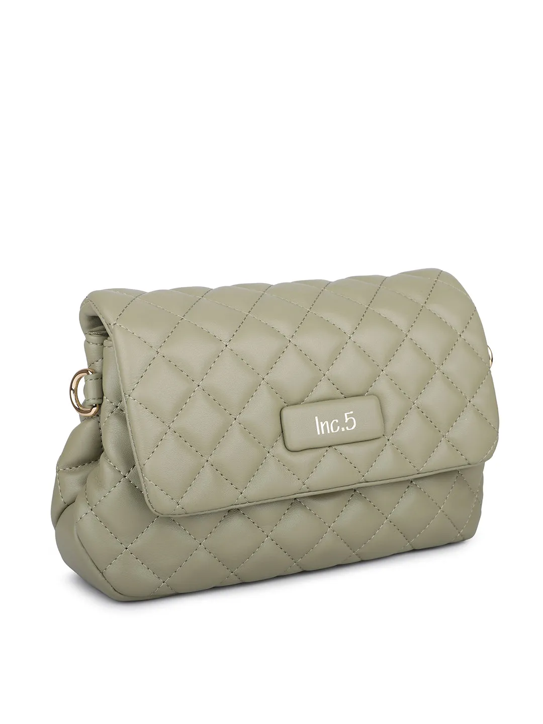 Women Green Quilted Sling Bag