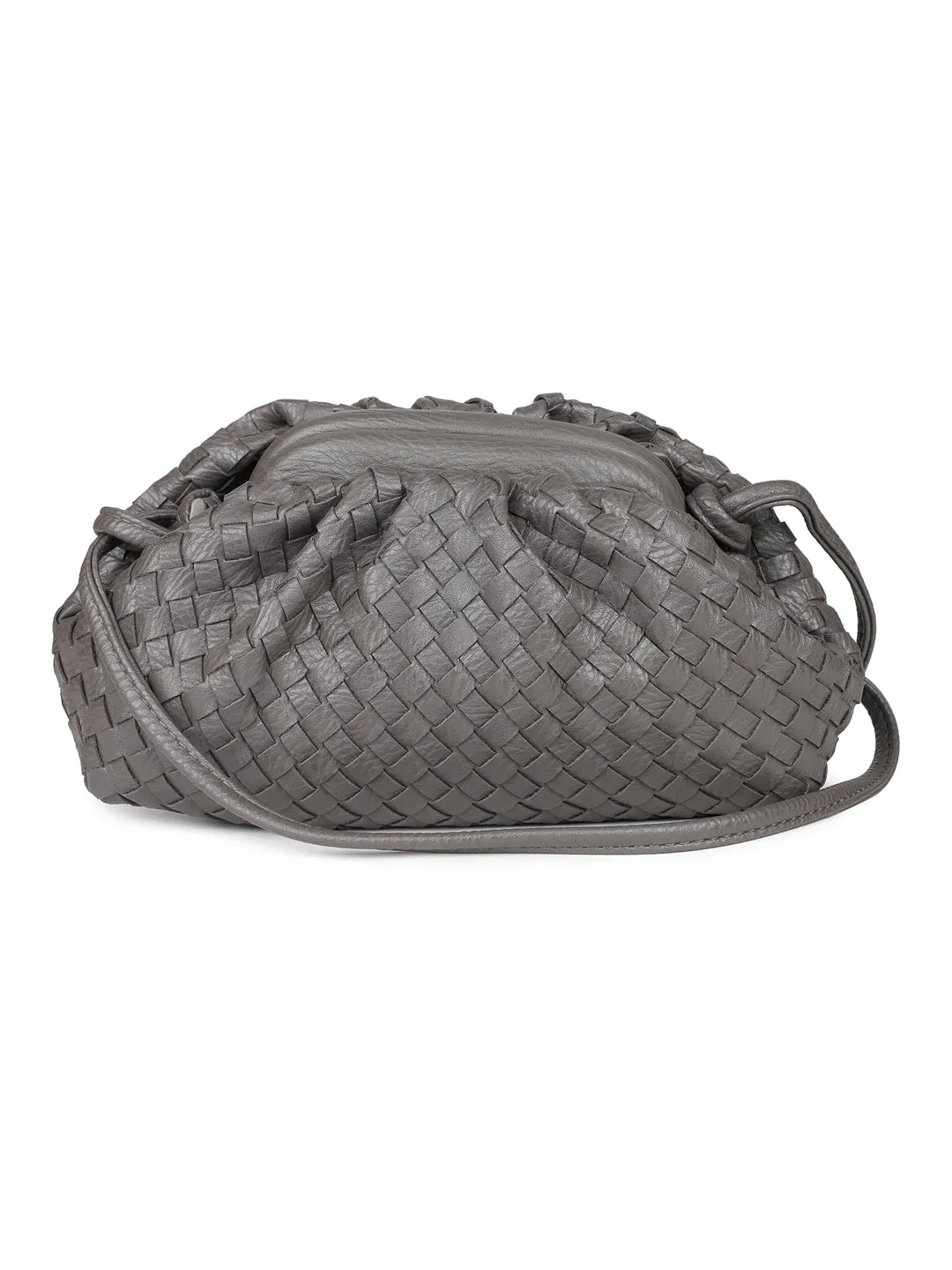 Women Grey Textured Design Solid Sling Bag