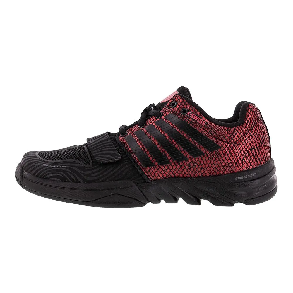 Women's X Court Tennis Shoes Black and Metallic Red