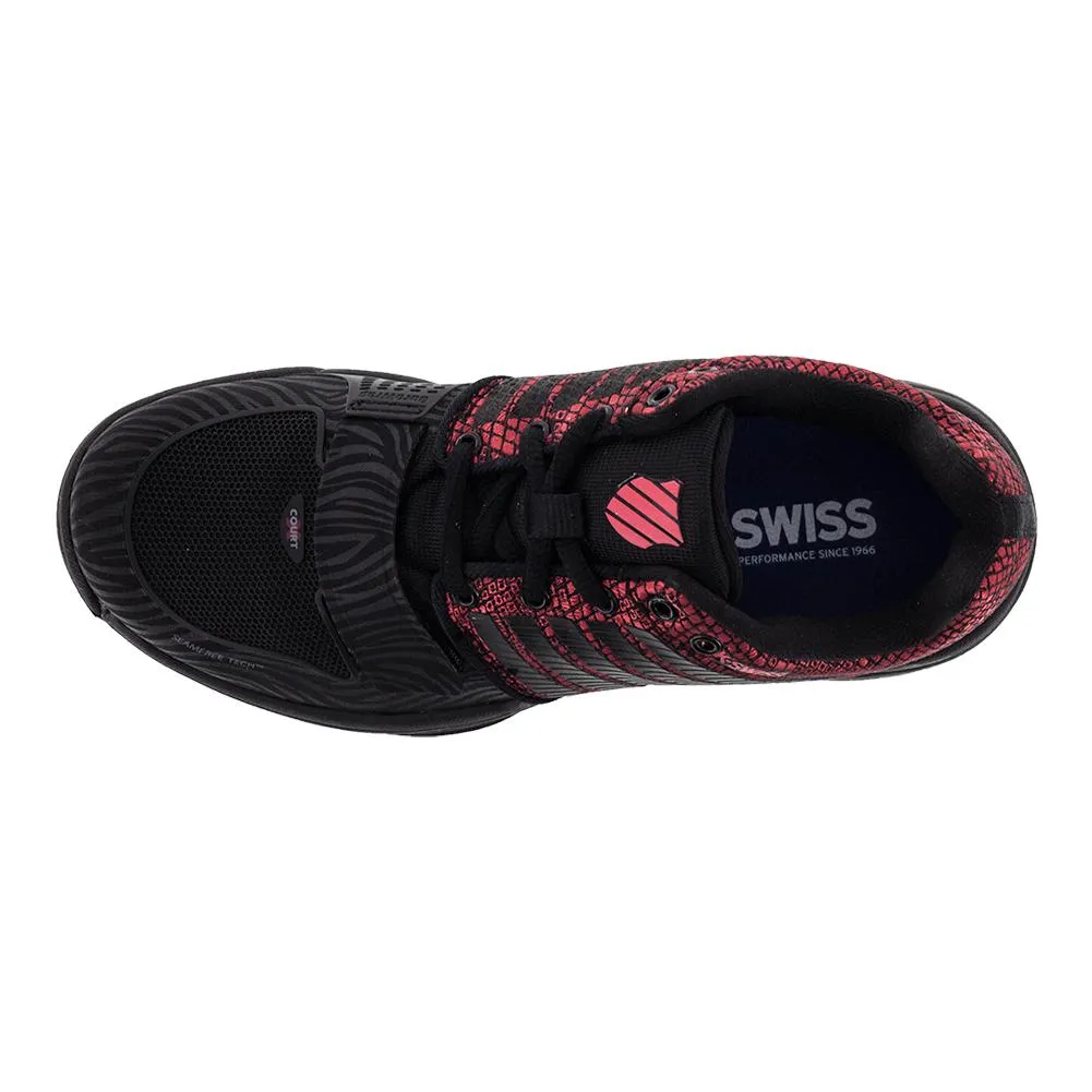 Women's X Court Tennis Shoes Black and Metallic Red