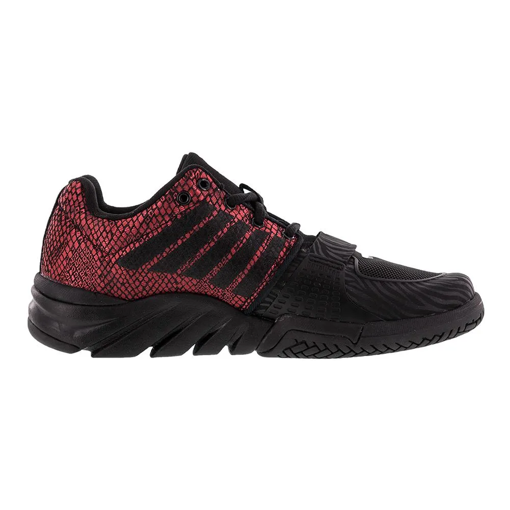 Women's X Court Tennis Shoes Black and Metallic Red