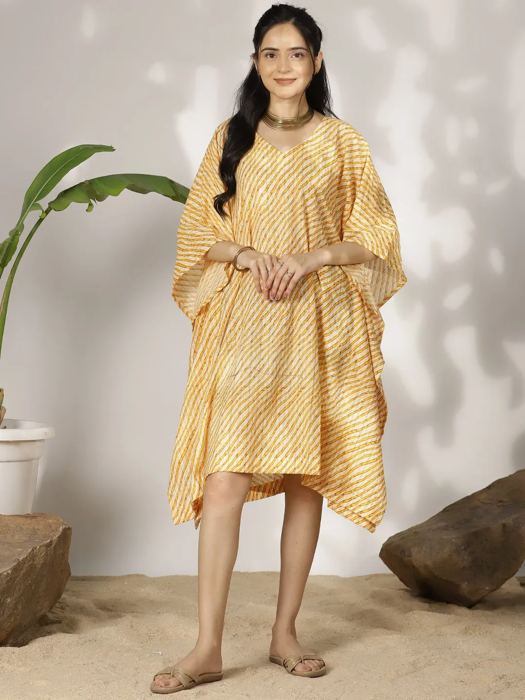 YellowStripes Cotton Kaftan