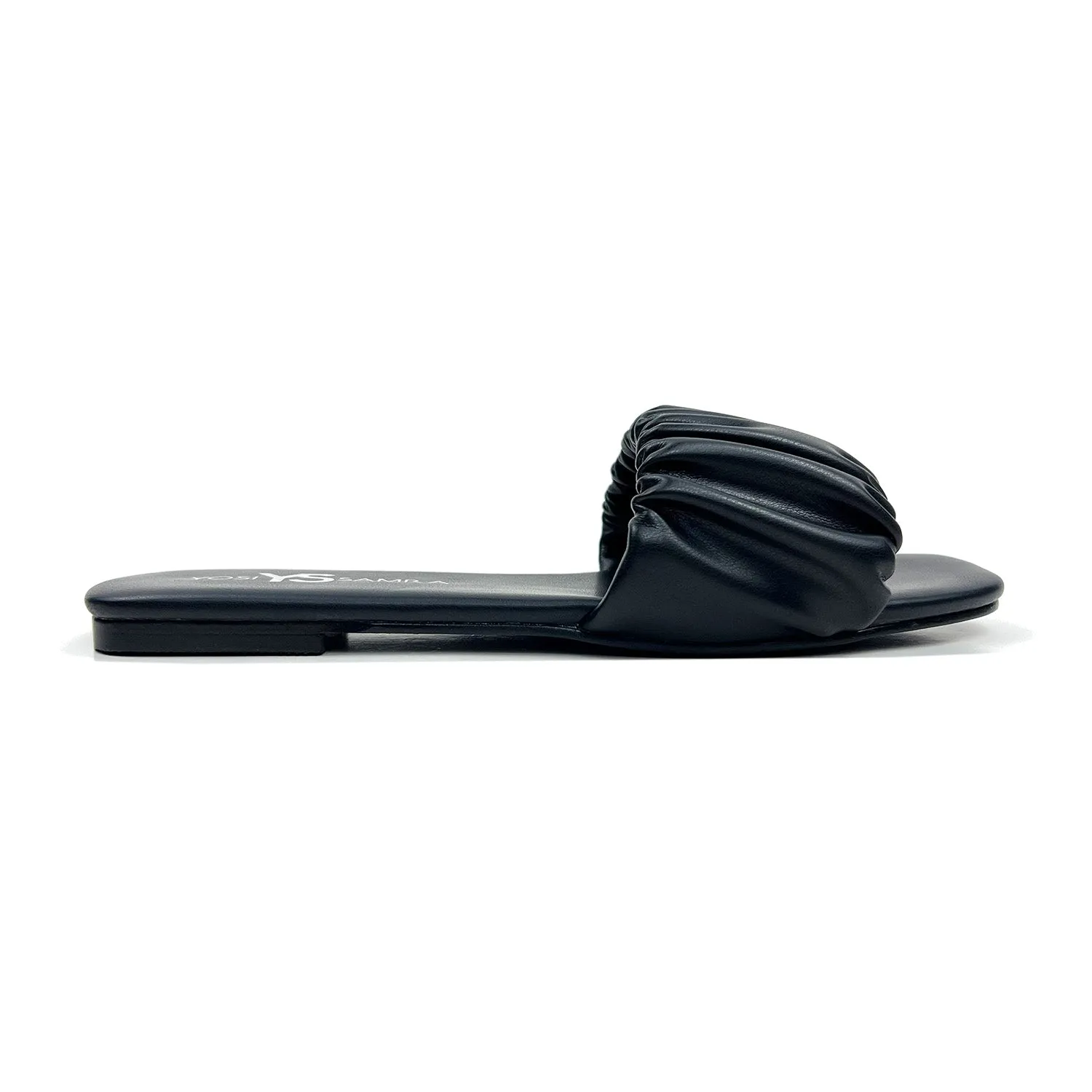 Yosi Samra: Naomi Ruched Sandal in Black