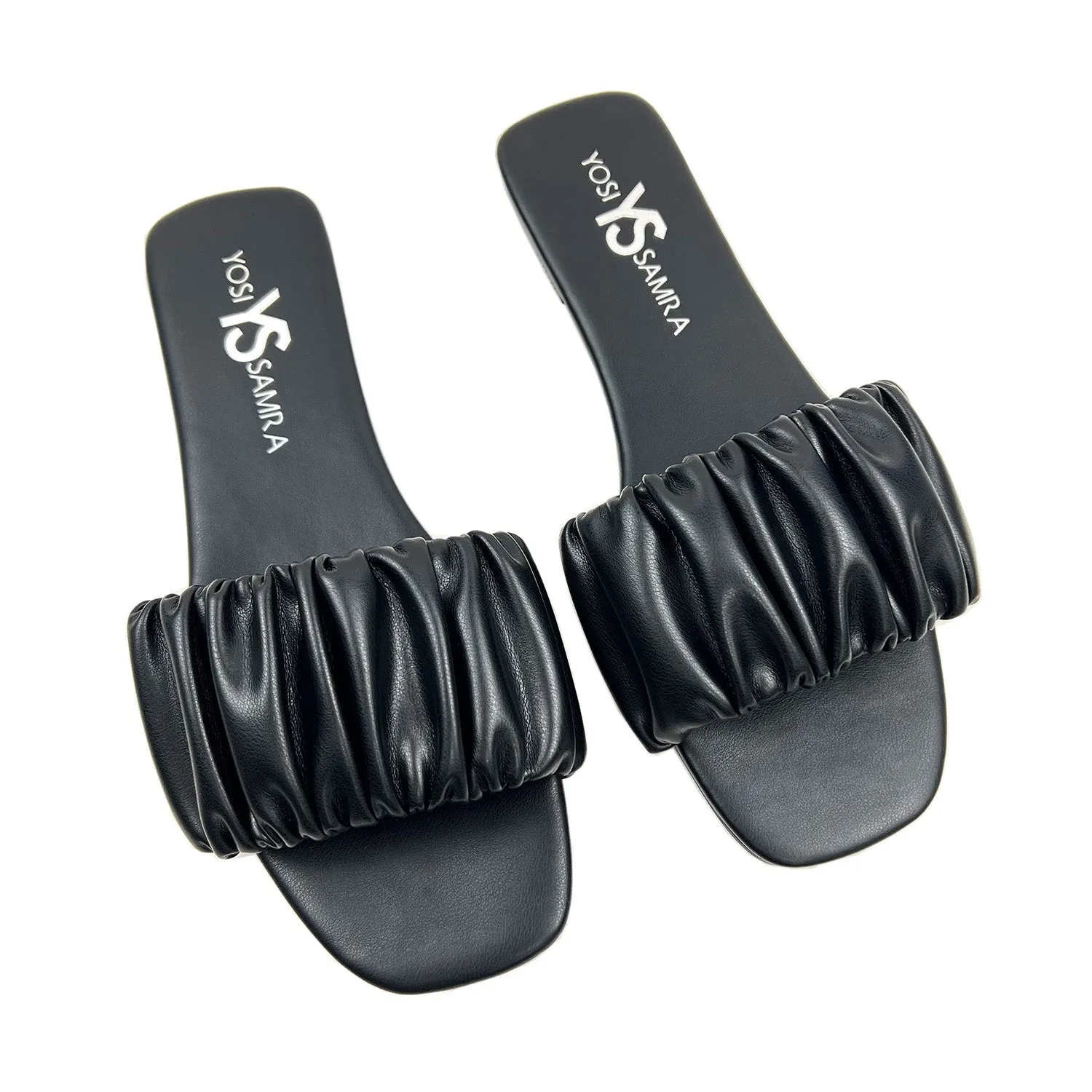 Yosi Samra: Naomi Ruched Sandal in Black